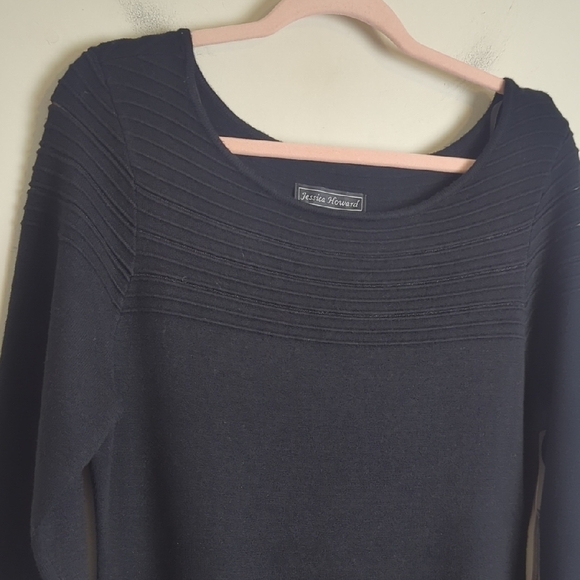 NWT Pull Over Black Sweater Dress Stretch Ribbed Design Women's Size XL - Picture 4 of 11